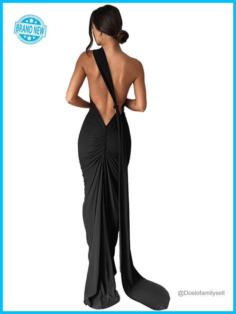 Women Sexy Backless Bodycon Maxi Dress Sleeveless Open Back Formal Cocktail